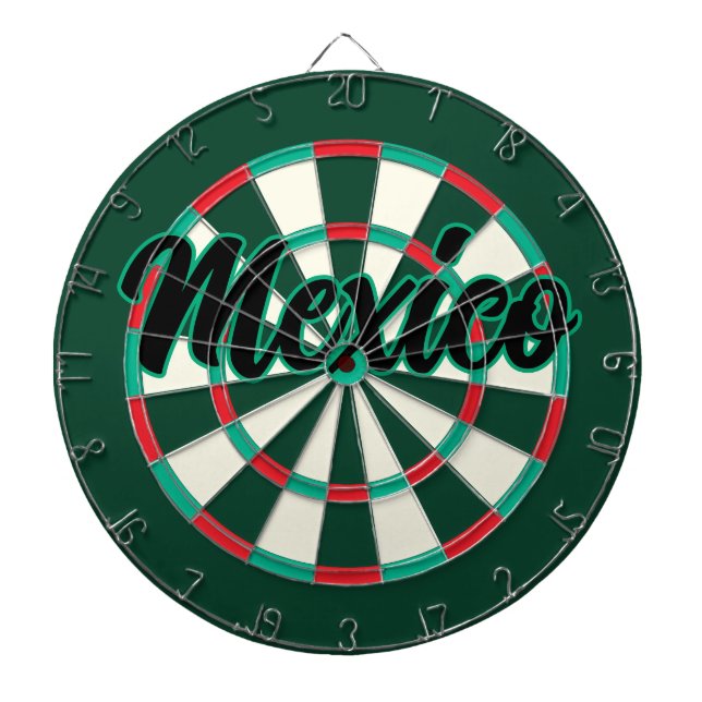 Cible De Fléchettes MEXIQUE texte noir modifiable sur fond vert foncé  (Devant)