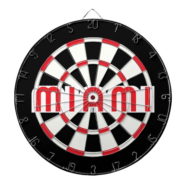 Cible De Fléchettes MIAMI Simple Moderne Noir Blanc Rouge (Devant)