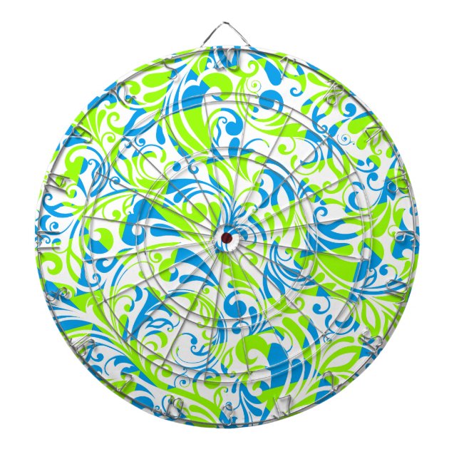 Cible De Fléchettes Mignons bleu vert mélangé motifs floraux (Devant)