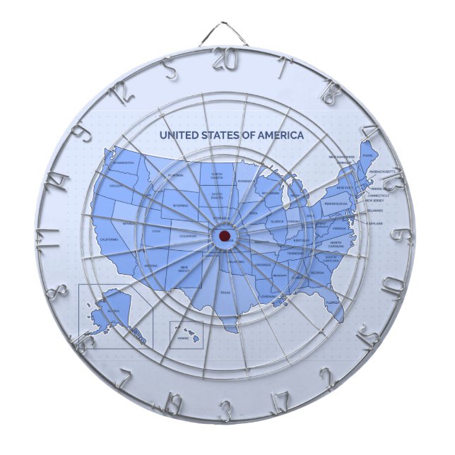 Cible De Fléchettes Minimal Blue United States Map Illustration (Devant)