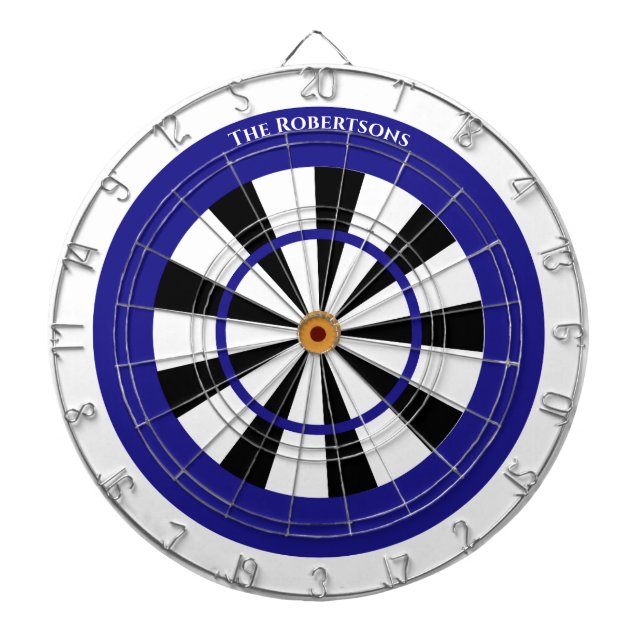 Cible De Fléchettes Minimalistic Blue and White Family Name  (Devant)