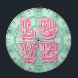 Cible De Fléchettes Mint Green and Pink Vintage LOVE Design Wedding<br><div class="desc">Mint Green and Pink Vintage LOVE Design Dartboard.  Perfect for an engagement party or wedding celebration! Also makes a beautiful housewarming keepsake!</div>