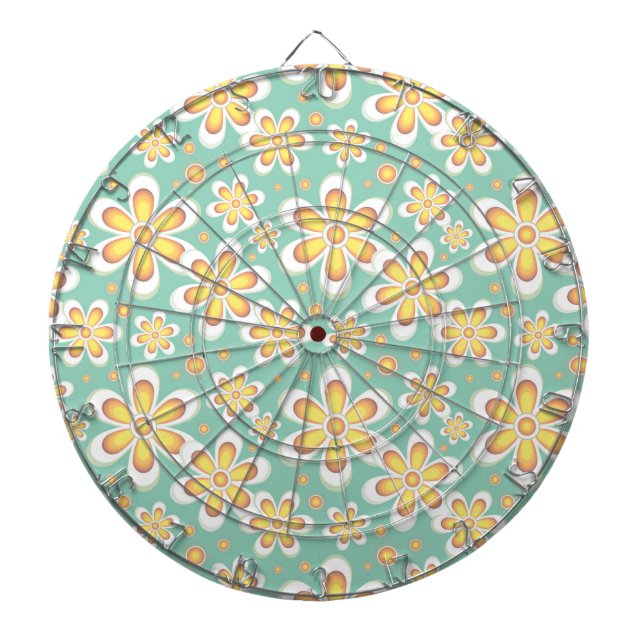 Cible De Fléchettes Modèle floral jaune (Devant)