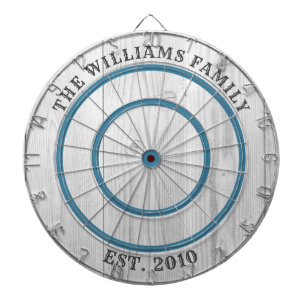 Cible De Fléchettes Moderne Rustique Gris Grange Bois Nom de famille
