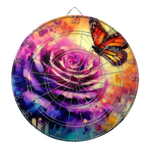 Cible De Fléchettes Monarque Papillon violet Rose coucher de soleil or