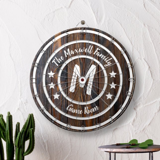 Cible De Fléchettes Monogram Rustic Barn Wood (Créateur téléchargé)