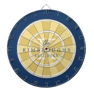 Cible De Fléchettes Monogramme de famille en cercle rayé bleu marine j