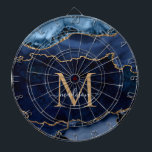 Cible De Fléchettes Monogramme de la géode de la Parties scintillant d<br><div class="desc">Glam Navy moderne Parties scintillant d'or Bleu Sparkle Agate Geode Élégante Feminine Monogramme Nom du script Tableau de bord</div>