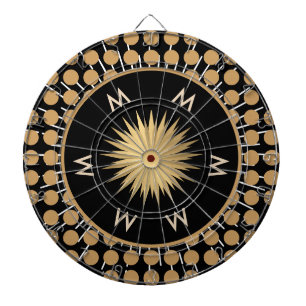 Cible De Fléchettes Monogramme élégant à motif de points noir et or