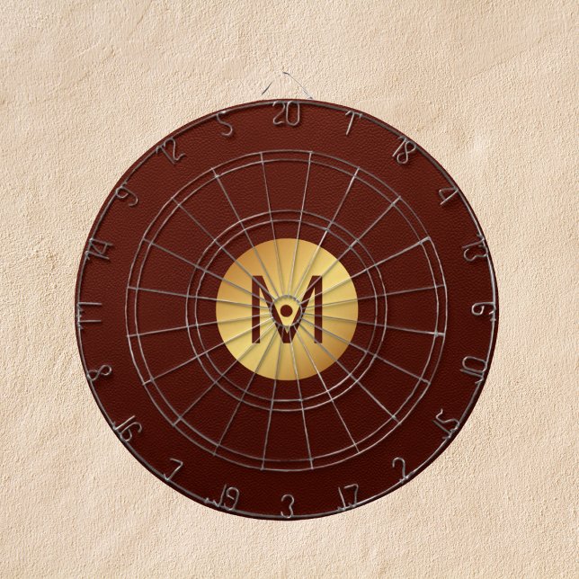 Cible De Fléchettes Monogramme Initial l moderne Rouge & Or Salle de J (Créateur téléchargé)