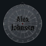 Cible De Fléchettes Monogramme noir Onyx élégant et sophistiqué<br><div class="desc">Un mélange parfait d'esthétique et de style. Ce design présente un arrière - plan de couleur onyx élégant et moderne avec une élégante nuance noire foncée pour votre nom, créant un design monogramme frappant et sophistiqué. Customisez-les avec votre nom ou tout texte préféré, en les transformant en une représentation unique...</div>