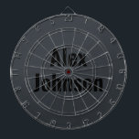 Cible De Fléchettes Monogramme noir Onyx élégant et sophistiqué<br><div class="desc">Un mélange parfait d'esthétique et de style. Ce design présente un arrière - plan de couleur onyx élégant et moderne avec une élégante nuance noire foncée pour votre nom, créant un design monogramme frappant et sophistiqué. Customisez-les avec votre nom ou tout texte préféré, en les transformant en une représentation unique...</div>