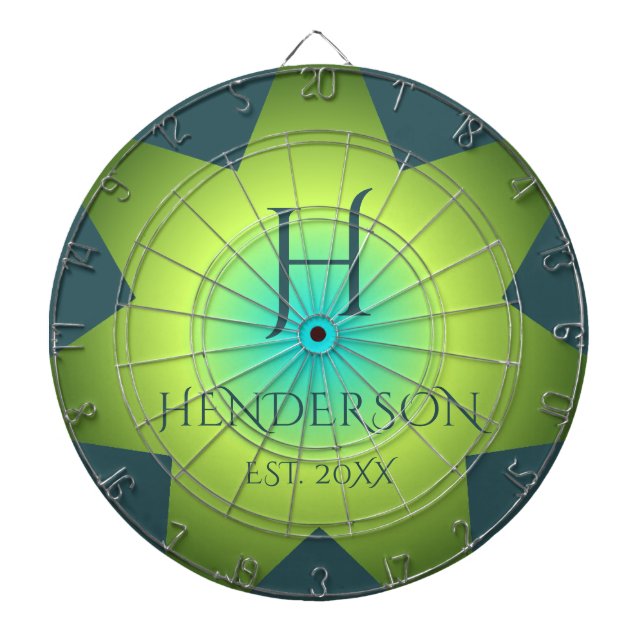 Cible De Fléchettes Monogramme ombre bleu cyan vert turquoise étoile c (Devant)