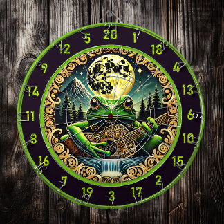Cible De Fléchettes Montres Lune Dorée Grenouille Jouer Guitare