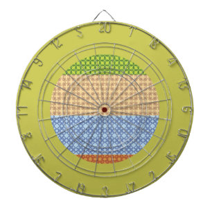 Cible De Fléchettes mosaïque de motif transparent coloré, jaune, vert