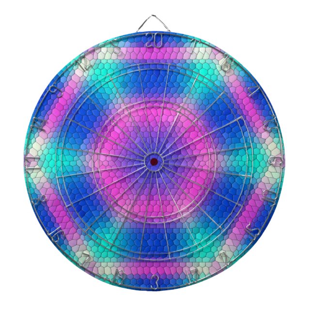Cible De Fléchettes Mosaïque d'hexagone rose sur dégradé bleu (Devant)