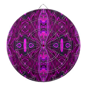 Cible De Fléchettes Motif Abstrait Rétro Rose Chaude et Magenta