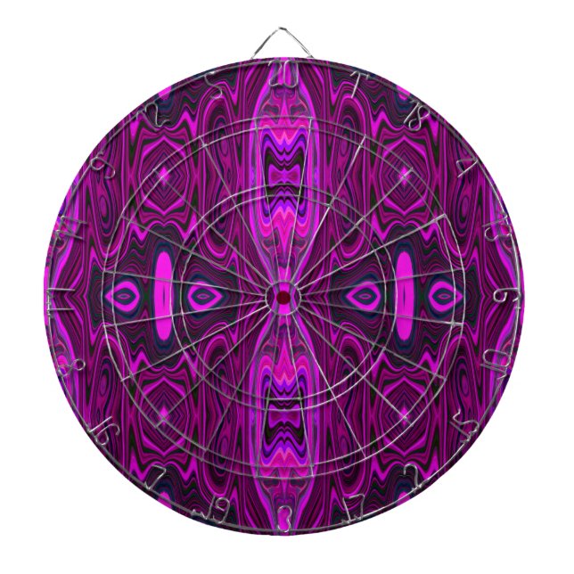 Cible De Fléchettes Motif Abstrait Rétro Rose Chaude et Magenta (Devant)