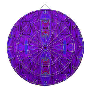 Cible De Fléchettes Motif Abstrait Rétro Violet et Bleu Royal