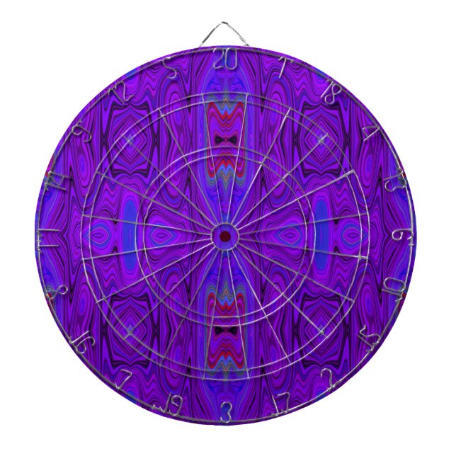 Cible De Fléchettes Motif Abstrait Rétro Violet et Bleu Royal (Devant)