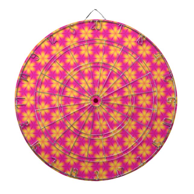 Cible De Fléchettes Motif Abstrait rose et jaune vif (Devant)