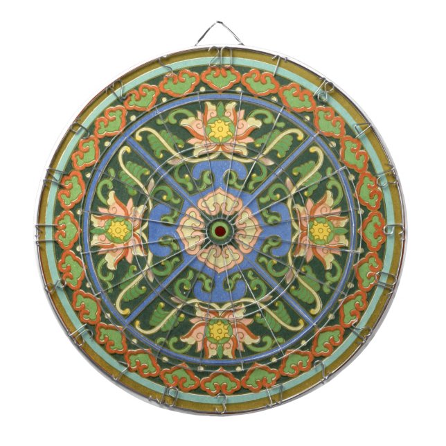 Cible De Fléchettes Motif antique cloisonné chinois : Vert Jade (Devant)