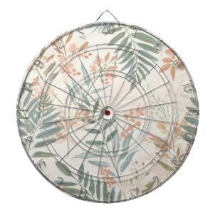 Cible De Fléchettes Motif aquarelle de feuille de sauge botanique rose
