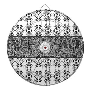 Cible De Fléchettes Motif baroque noir classique à customiser