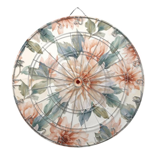Cible De Fléchettes Motif botanique à l'aquarelle de fleurs de chrysan (Devant)