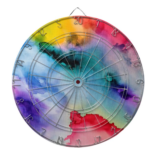 Cible De Fléchettes Motif d'aquarelle arc-en-ciel dynamique (Devant)