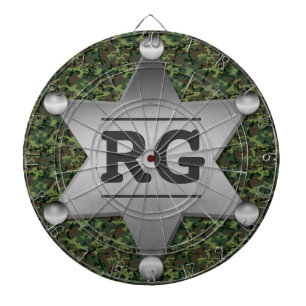 Cible De Fléchettes Motif de camouflage vert Sheriff Badge Monogramme