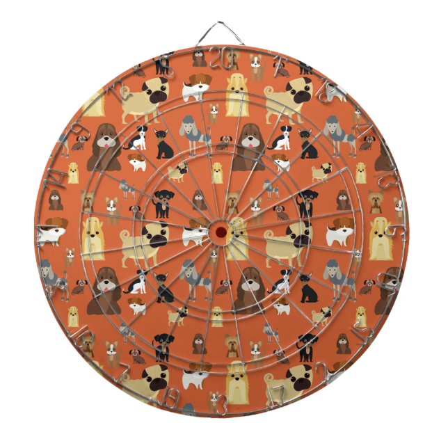 Cible De Fléchettes motif de chiens arrière - plans orange. (Devant)