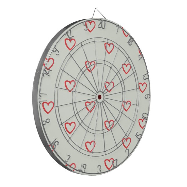 Cible De Fléchettes Motif de cœurs rouges, Mignon, Amour (Devant gauche)