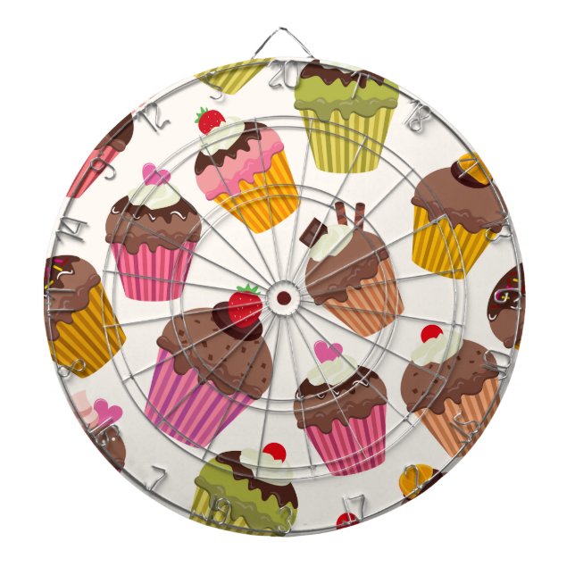Cible De Fléchettes Motif de gâteau, Motif de muffin, Chocolat, Coeurs (Devant)