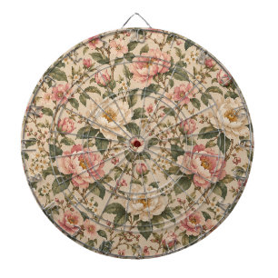 Cible De Fléchettes Motif de jardin de pivoines et de roses romantique