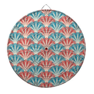 Cible De Fléchettes Motif de la queue de paon rouge et bleu