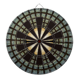 Cible De Fléchettes Motif de style marocain noir blanc vert et rouge