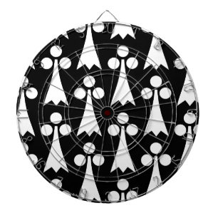 Cible De Fléchettes Motif Ermine, Motif médiéval, Blanc sur Noir
