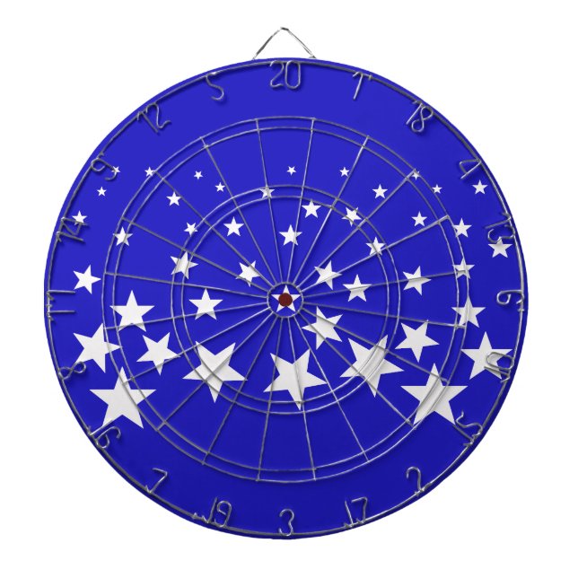Cible De Fléchettes Motif étoile blanche sur arrière - plan bleu (Devant)