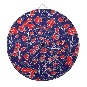 Cible De Fléchettes Motif floral rouge et bleu