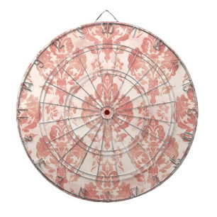 Cible De Fléchettes Motif Floral Vintage Papier Aquarelle Rose Damassé