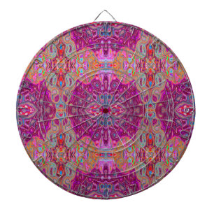 Cible De Fléchettes Motif Groovy Abstrait Magenta Rose, Bleu et Rouge