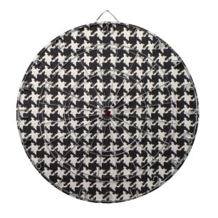 Cible De Fléchettes Motif Houndstooth Noir & Blanc