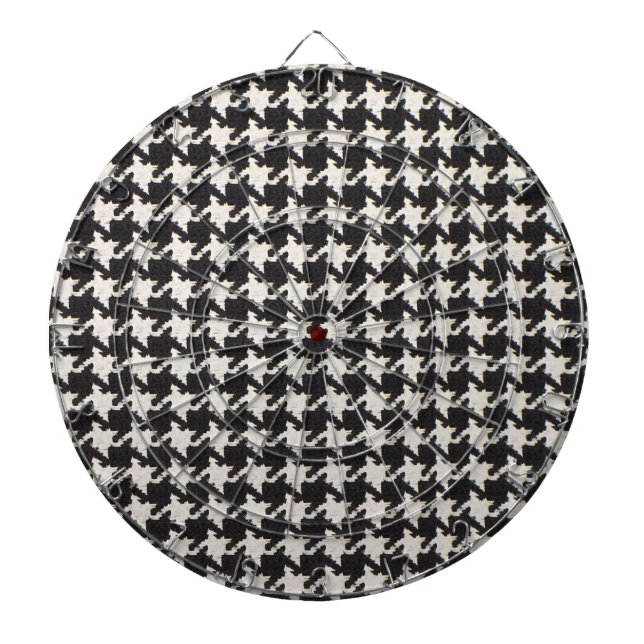 Cible De Fléchettes Motif Houndstooth Noir & Blanc (Devant)