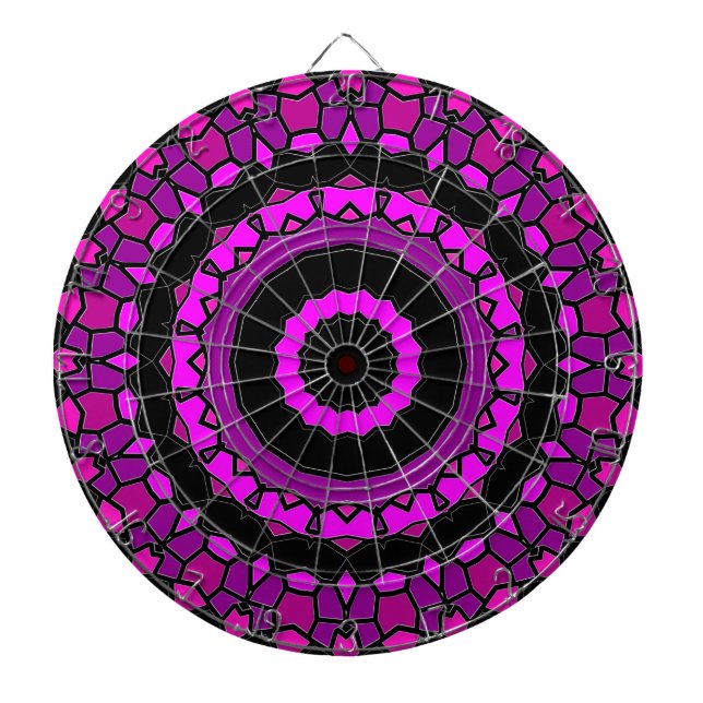 Cible De Fléchettes Motif kaléidoscope rose et noir (Devant)