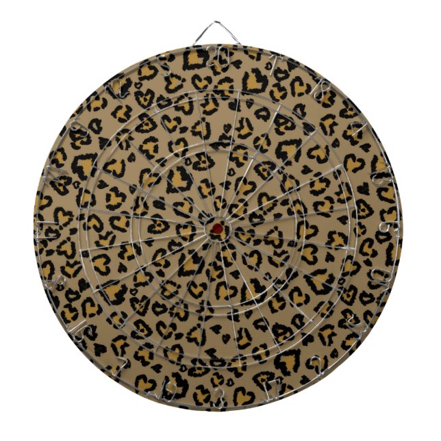 Cible De Fléchettes "Motif léopard de coeur en couleurs naturelles (Devant)