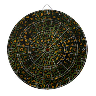 Cible De Fléchettes Motif léopard guépard vert jungle jaune