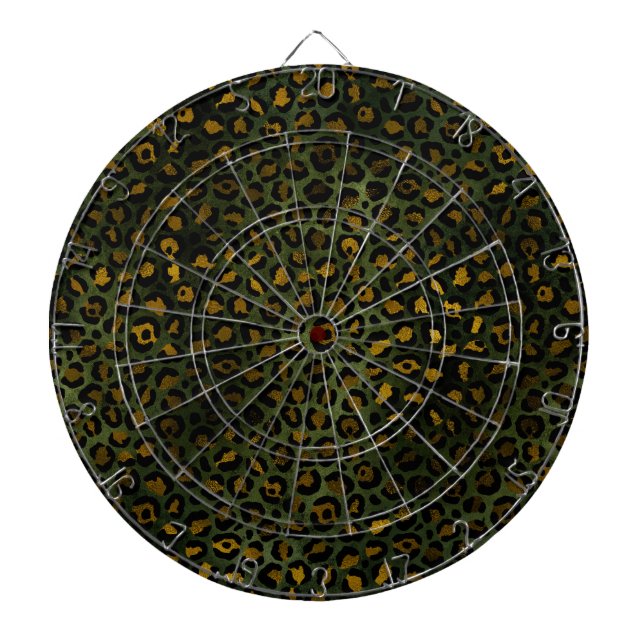 Cible De Fléchettes Motif léopard guépard vert jungle jaune (Devant)