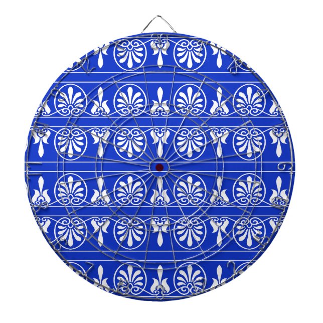 Cible De Fléchettes Motif méditerranéen grec Arabesque bleu (Devant)