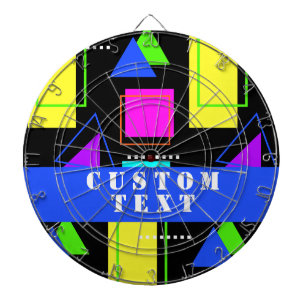 CIBLE DE FLÉCHETTES MOTIF MODE NEON RETRO 80 EN FORME GÉOMÉTRIQUE